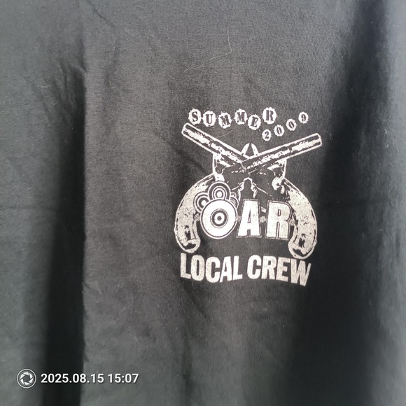 OAR Local Crew Shirt Mens XL Black Jerzees Summer 2009 Tour Concert Band Tee - Picture 2 of 4